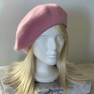Pink wool French beret